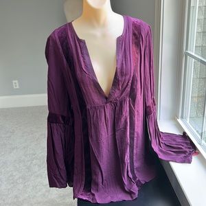 Purple plunge neck blouse